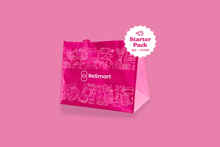 The ReSmart Starter Pack: a pink ReSmart bag on a pink background