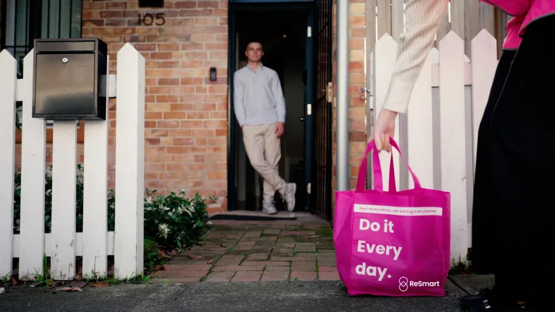 ReSmart bag left outside a front gate for pickup