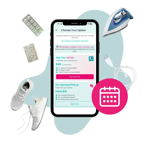 ReSmart app booking screen with a calendar icon