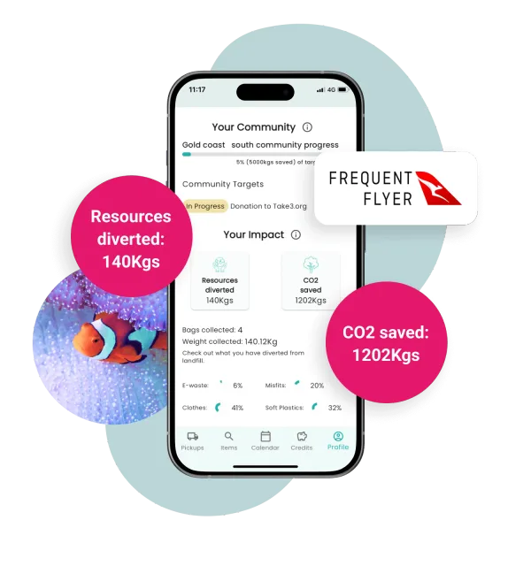 ReSmart app impact screen with Qantas Frequent Flyer badge