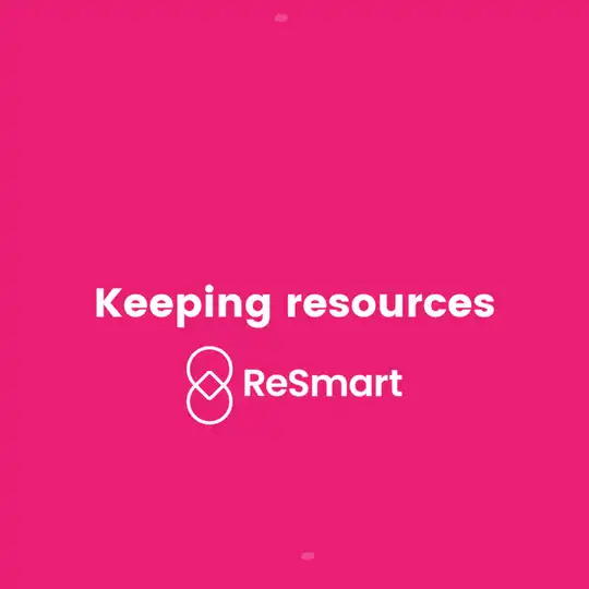 Animated pink tile reading ‘Keeping resources out of landfill with ReSmart’