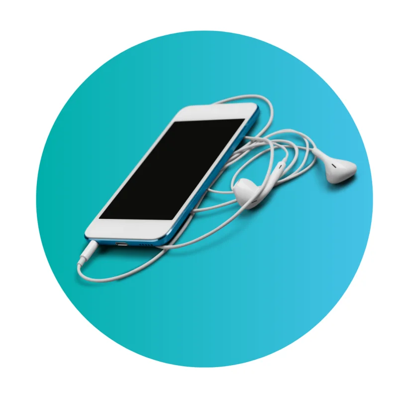 Mobile phone with a pair of wired earphones
